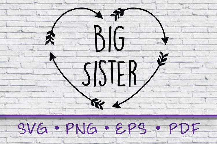 Tribal Heart Arrow, Big Sister Shirt, Big Sister Svg example image 1