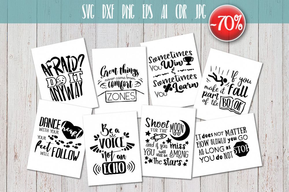 8 Hand Lettered motivation quotes bundle svg example image 1