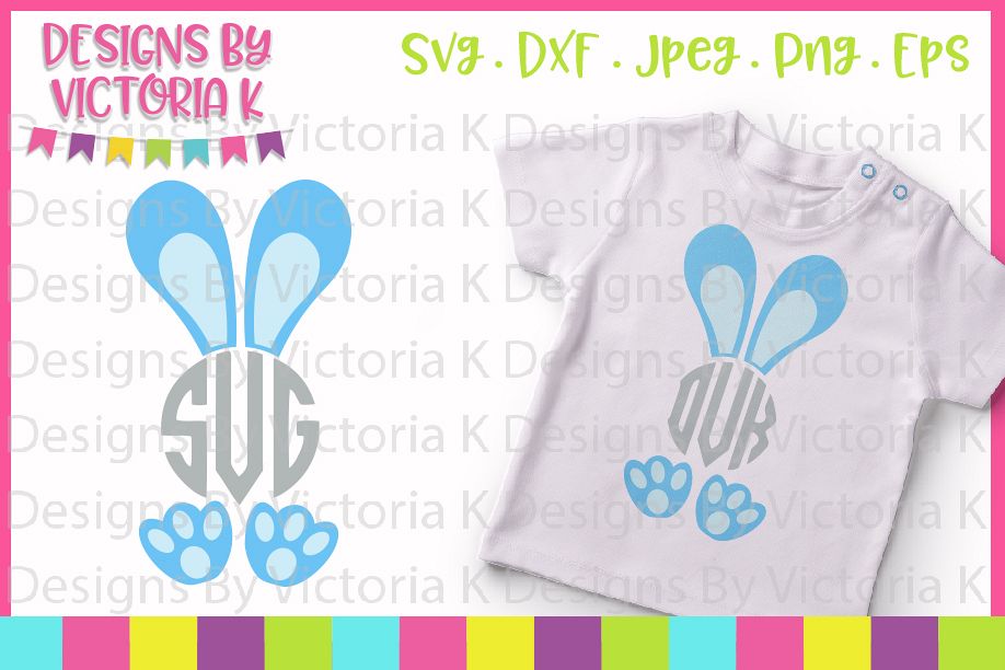 Easter, Bunny, Bunny Monogram, SVG, DXF, PNG example image 1