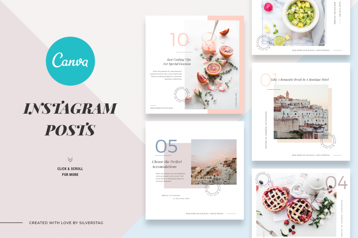 CANVA Food & Travel Instagram Posts - Canva Insta Templates (121003