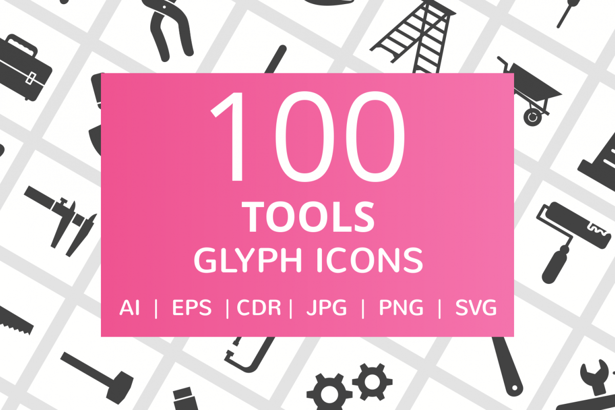 100 Tools Glyph Icons example image 1