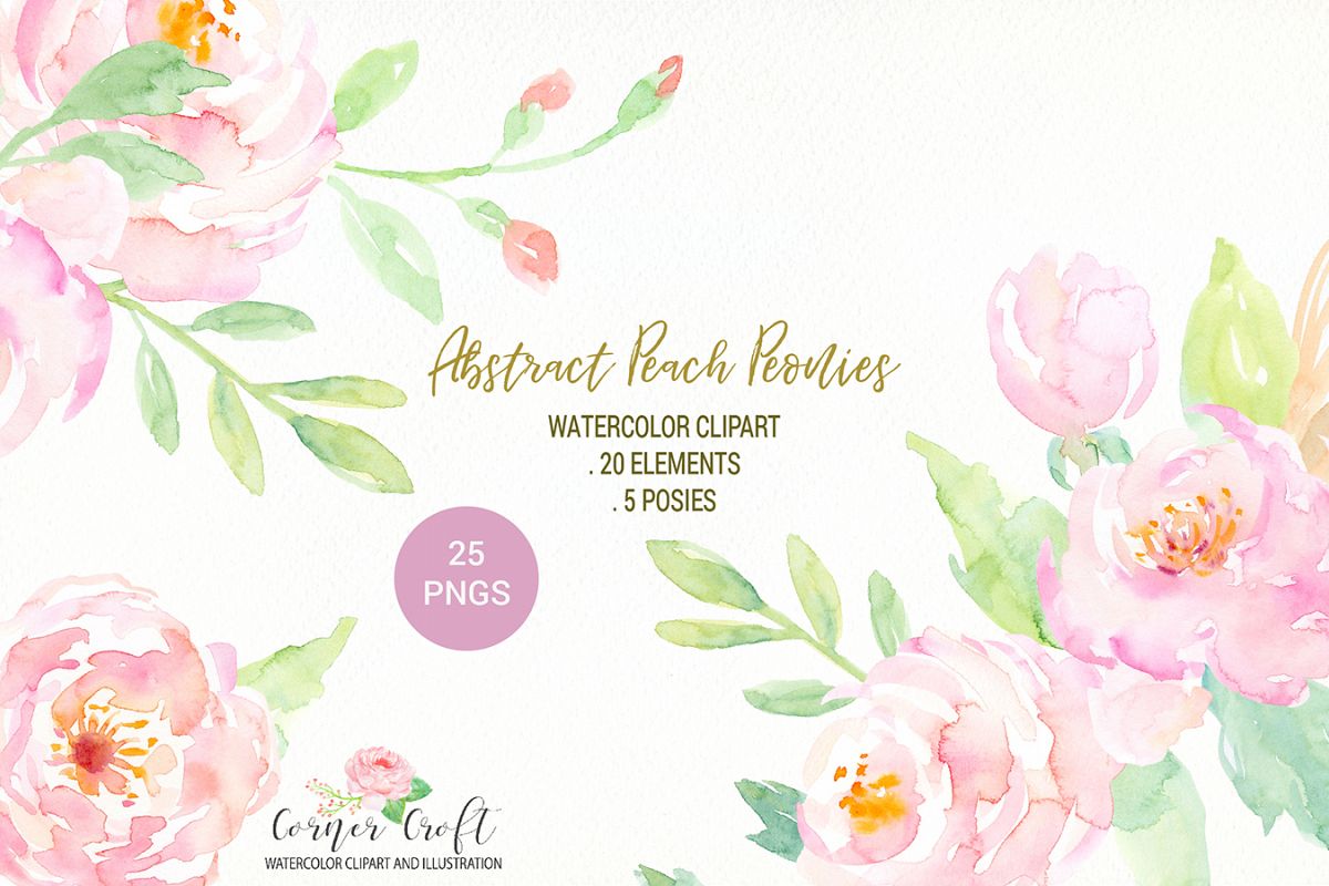 Watercolour Peach Peony Illustration example image 1