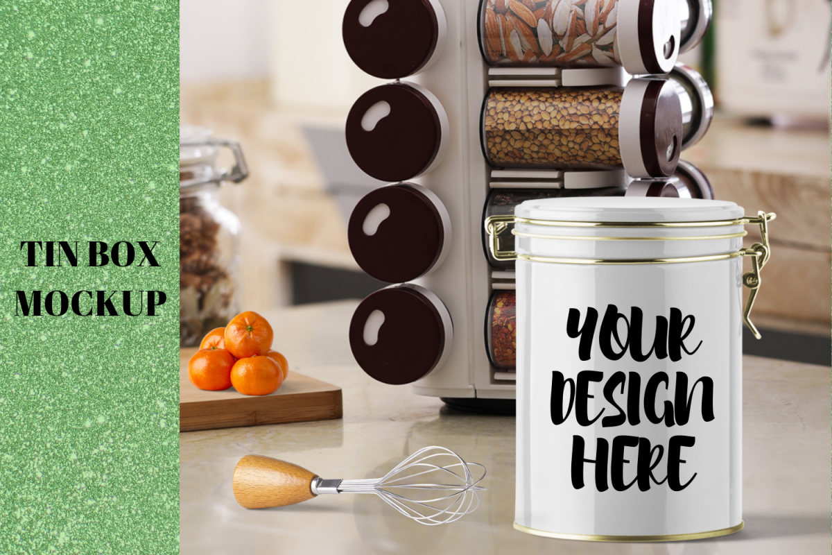 Kitchen Tin Box Mock Up - White example image 1
