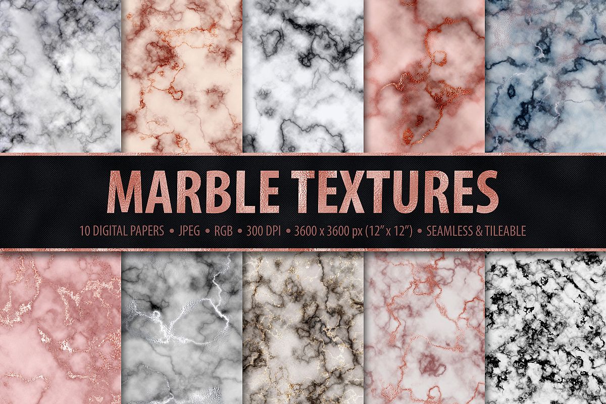 Marble Digital Papers - 10 Seamless Textures example image 1