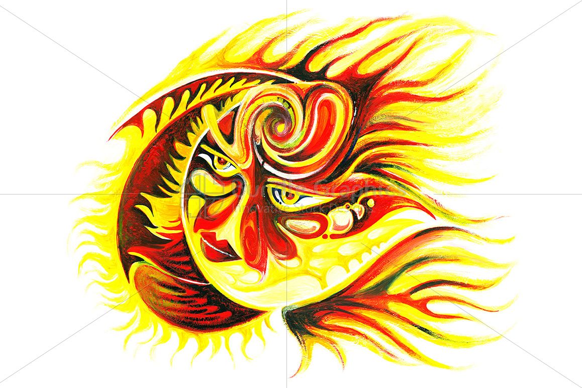 Sun - Abstract Handmade Painting of Diety example image 1
