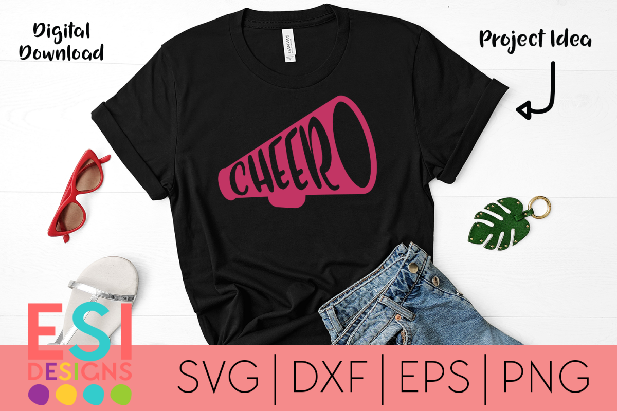 Cheer Megaphone Design| SVG, DXF, EPS, PNG example image 1