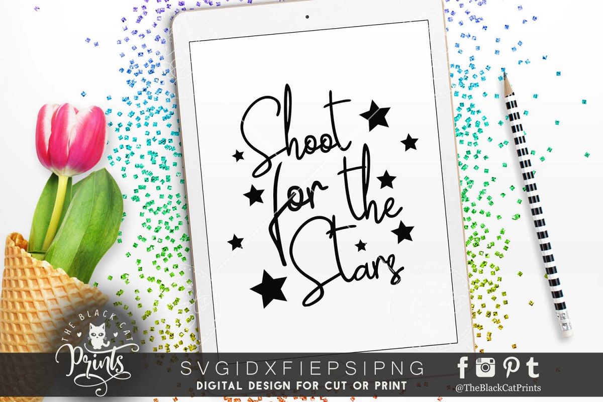 Shoot for the stars SVG PNG EPS DXF example image 1