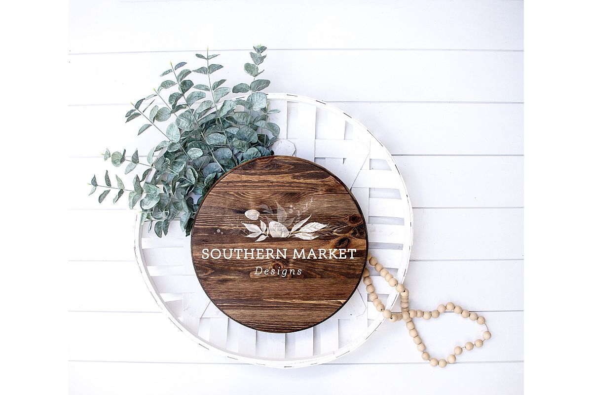 Wood Round Sign Mock Up Stock Photography example image 1