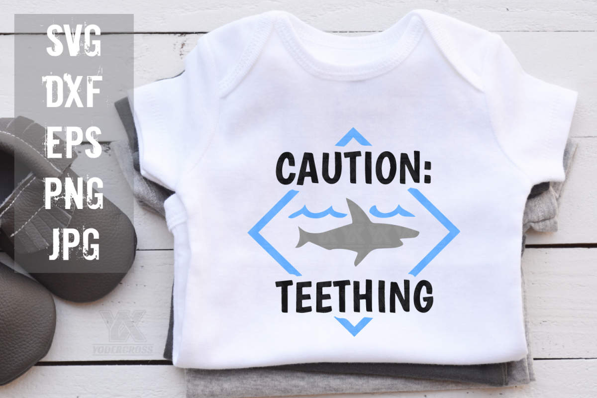 Caution Teething Shark SVG example image 1
