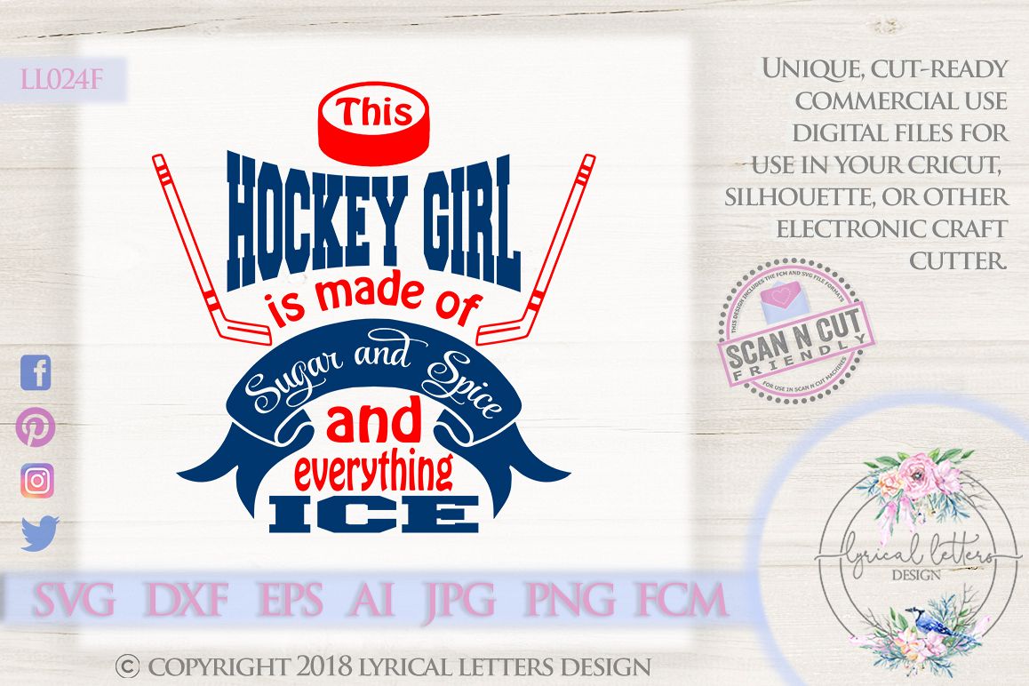 Sugar and Spice Hockey Girl SVG DXF Cut File LL024F example image 1