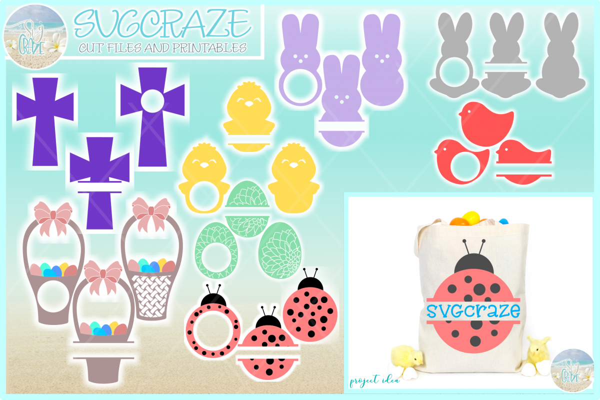 Easter Monogram Bundle SVG DXF EPS PNG PDF files example image 1