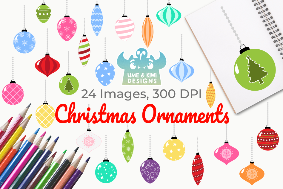 Christmas Ornaments Clipart, Instant Download Vector Art example image 1