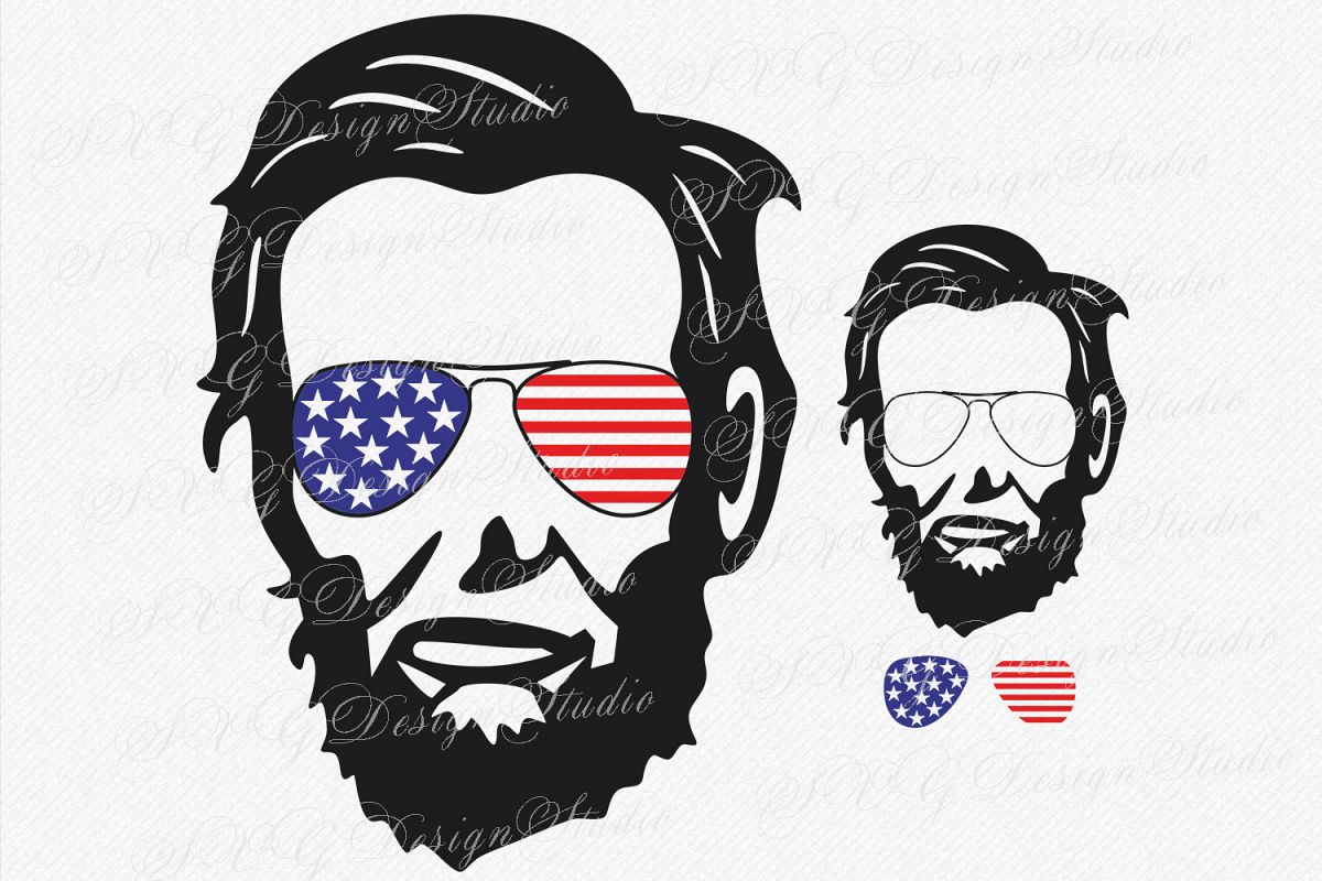 Abraham Lincoln Head, SVG Vector file, Abraham Lincoln svg, Lincoln head Sunglasses svg, Fourth of July Patriotic SVG Sunglasses Svg Glasses Svg example image 1