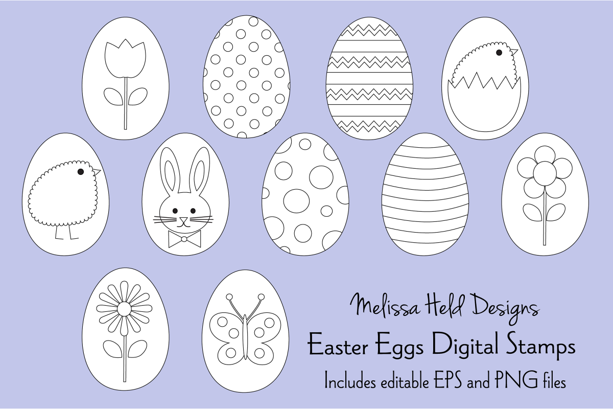 Easter Egg Digital Stamps Clipart example image 1