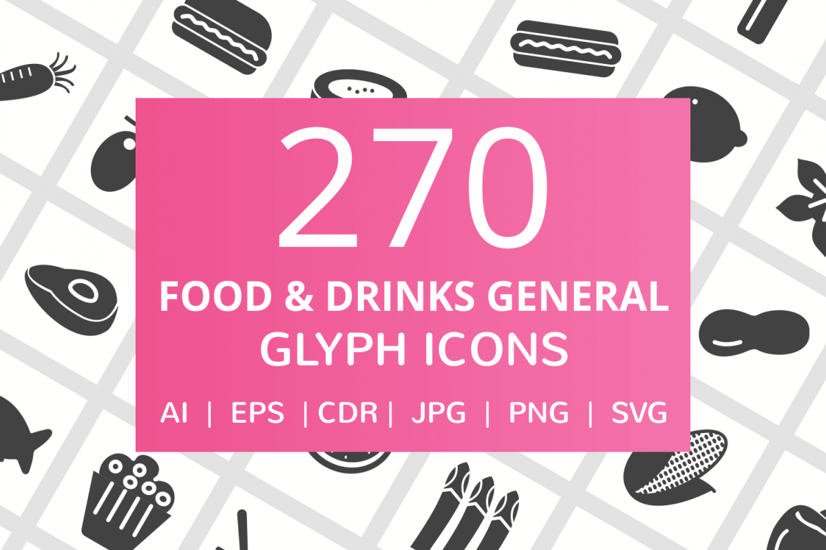 270 Food & Drinks General Glyph Icons example image 1