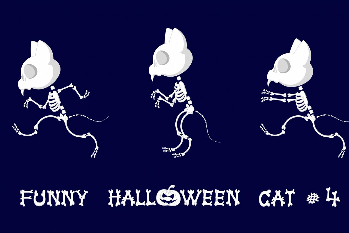 Set of 9 funny skeletons cats - 2 example image 1