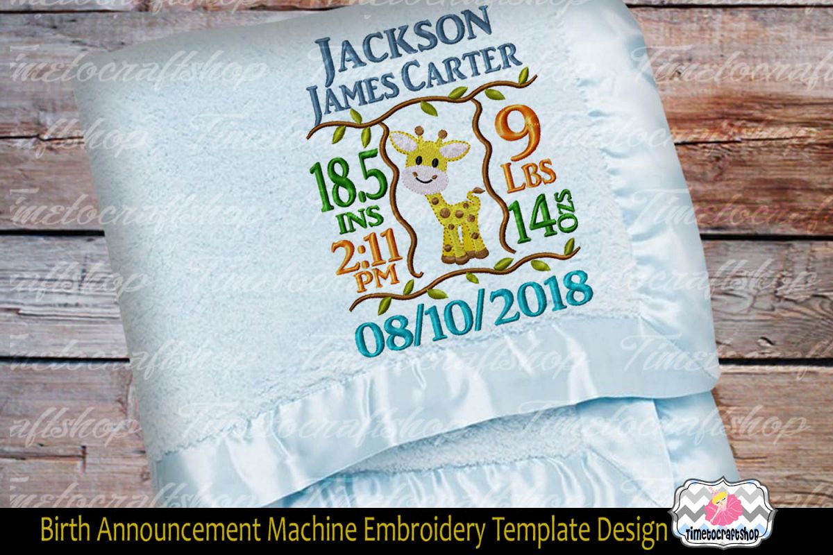 3 sizes Baby Born Announcement Embroidery Template example image 1