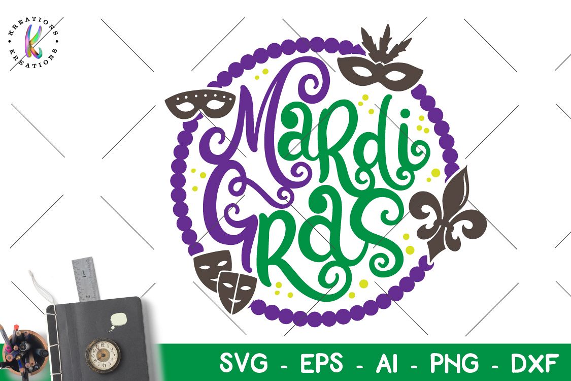 Mardi Gras monogram circle svg Mardi Gras svg example image 1