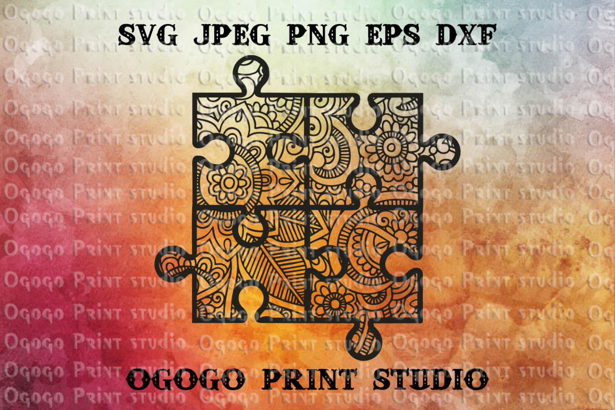Mandala svg, Puzzle Svg, Zentangle SVG, Autism Awareness svg example image 1