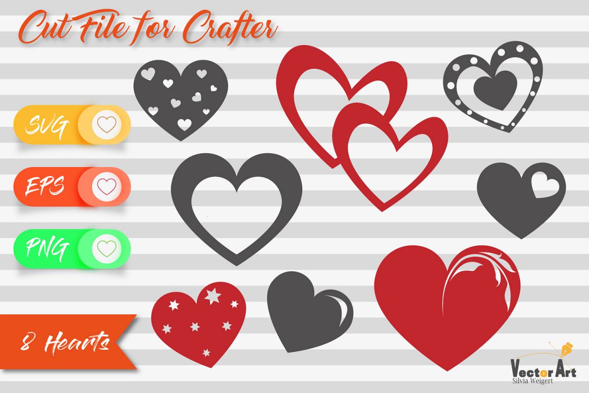 Mini Bundle - 8 Hearts - Cut files example image 1