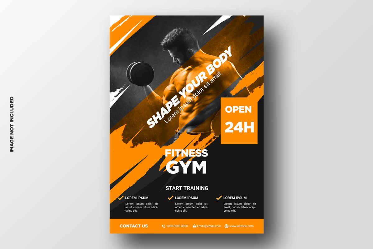 Fitness Flyer template with grunge shapes example image 1