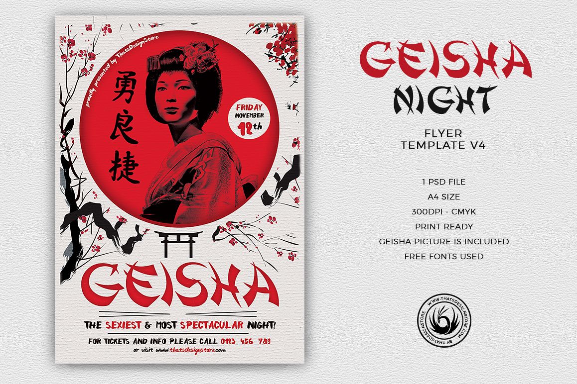 Geisha Night Flyer Template V4 example image 1