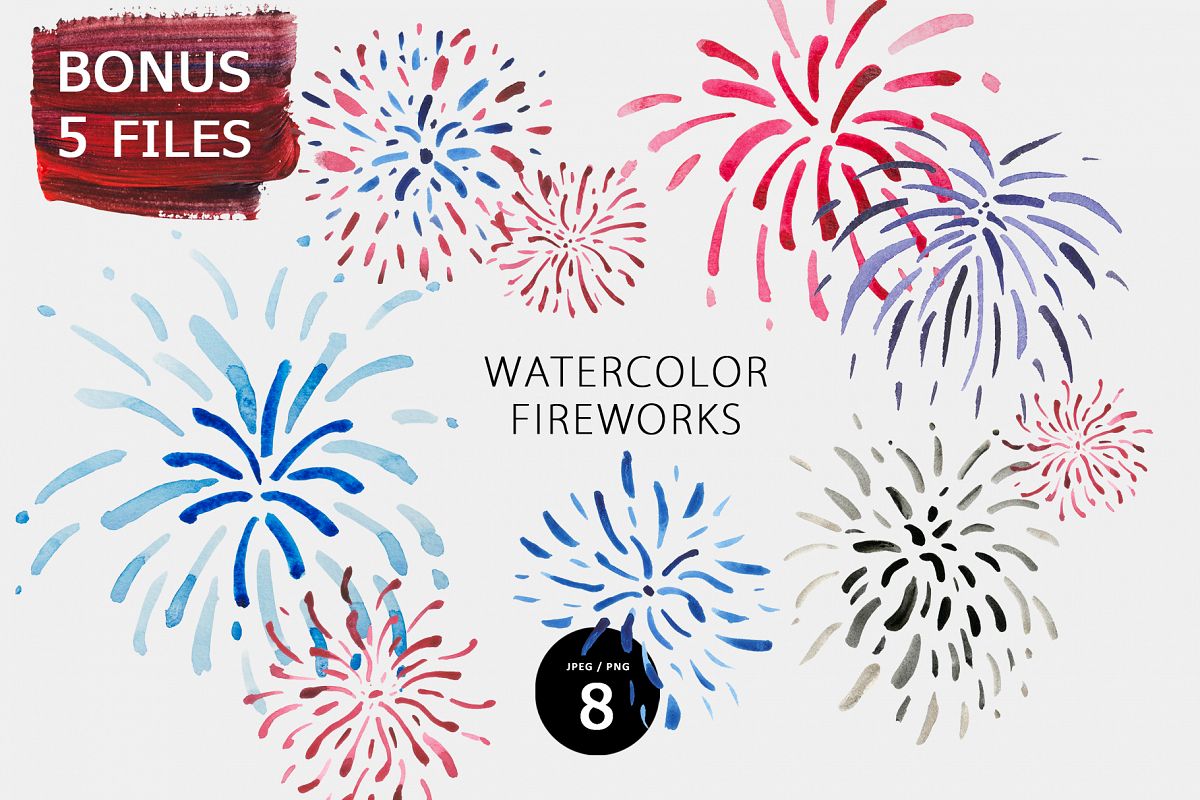 Watercolor fireworks example image 1