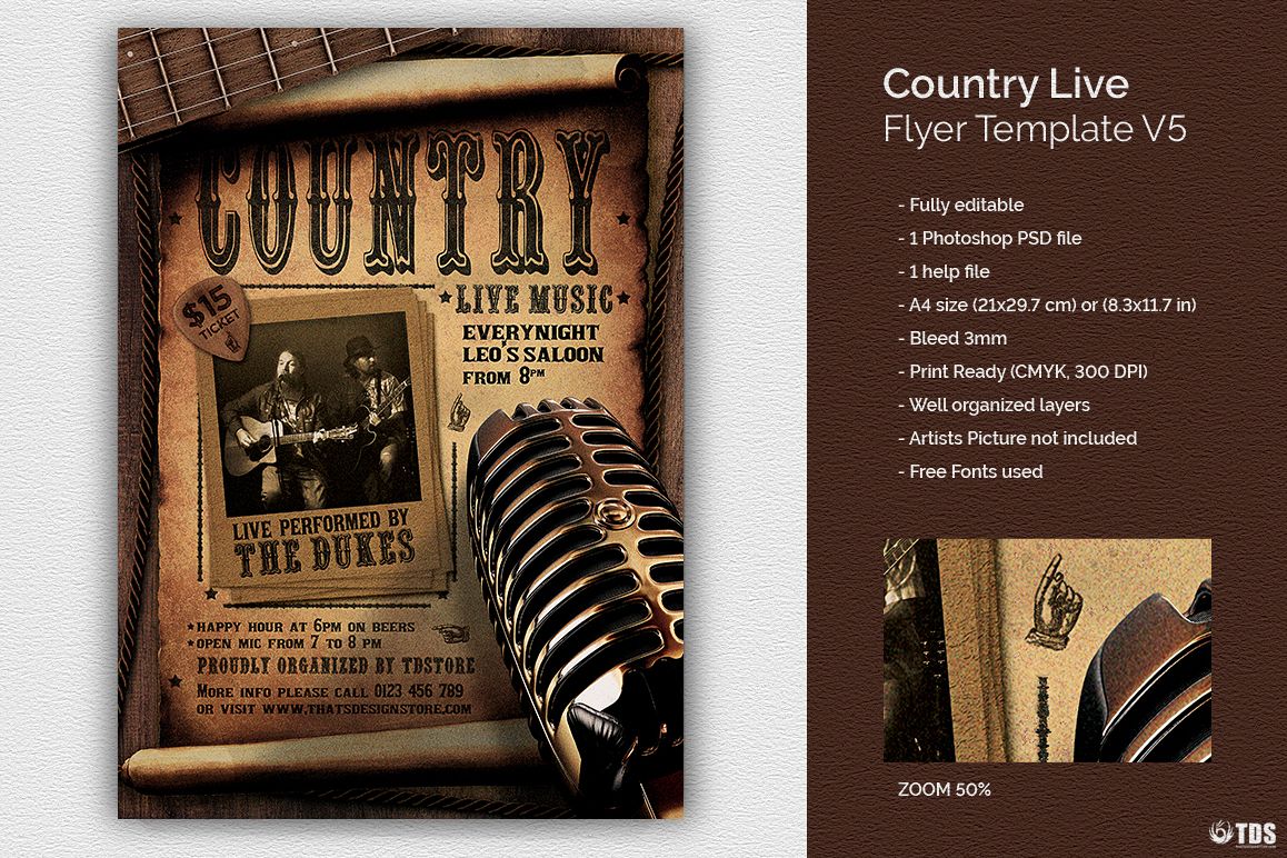 Country Live Flyer Template V5 example image 1