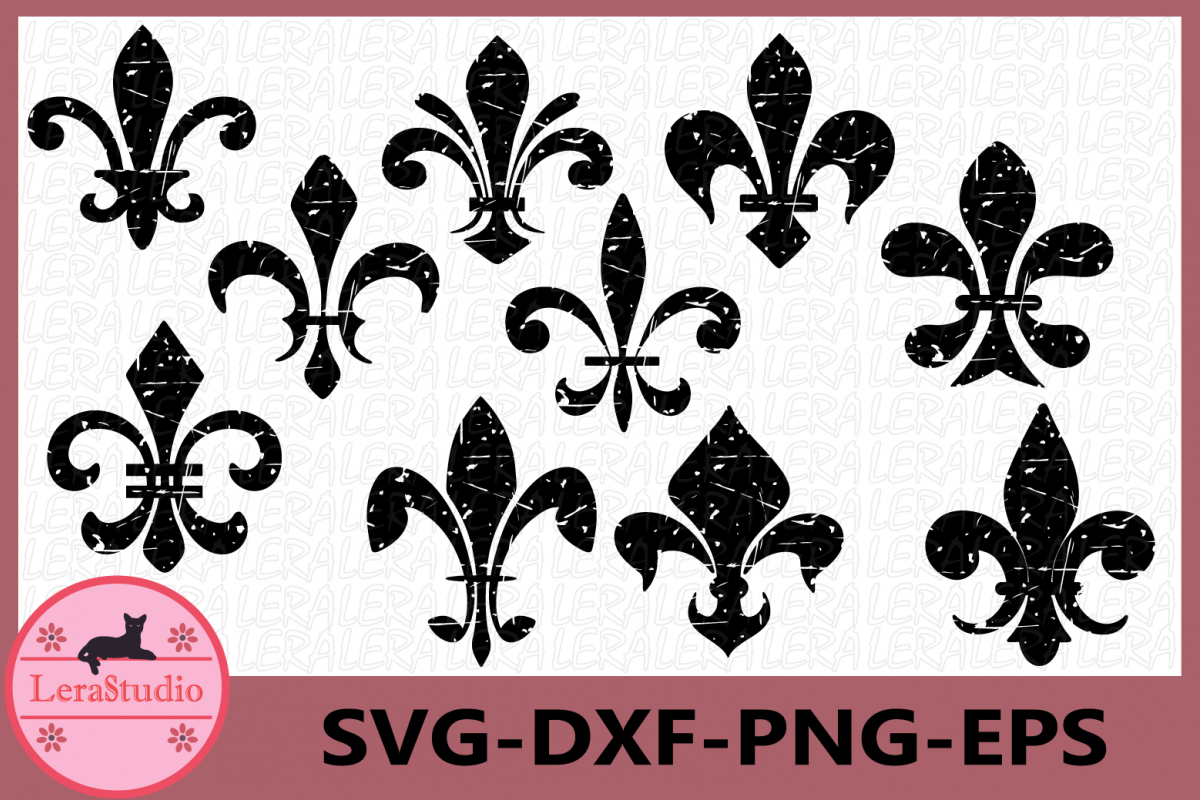 Fleur De Lis Grunge Svg, Fleur De Lis Svg, Fleur De Lis example image 1