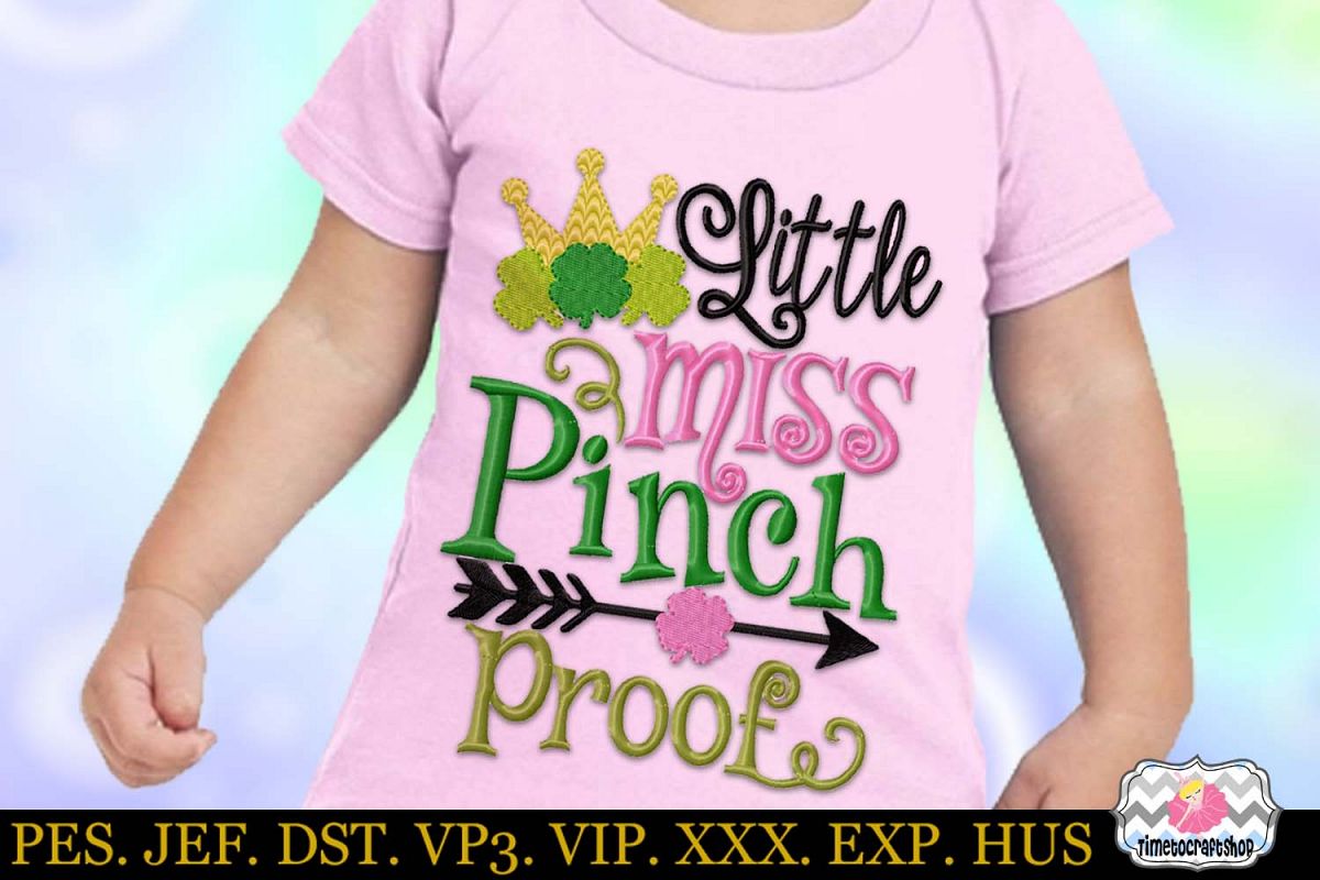 St Patricks Day Little Miss Pinch Proof Embroidery example image 1