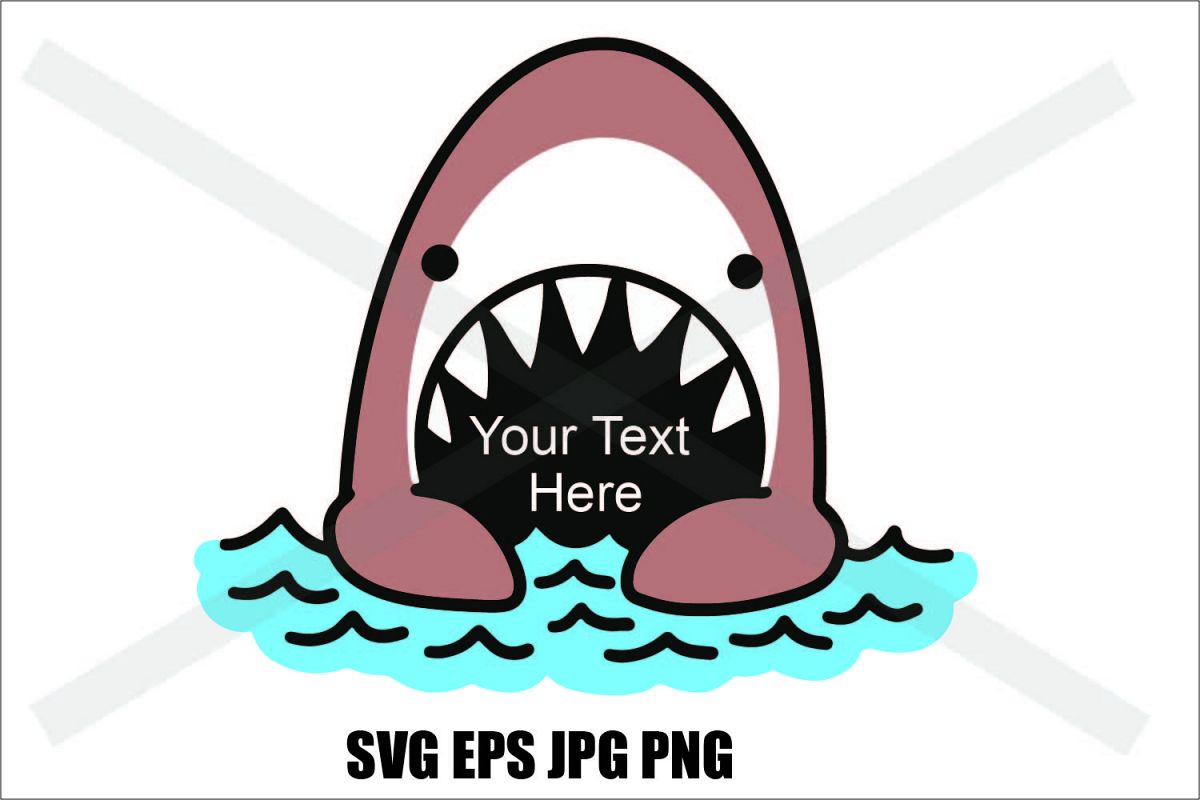 Cute Shark in the ocean- SVG EPS JPG PNG example image 1