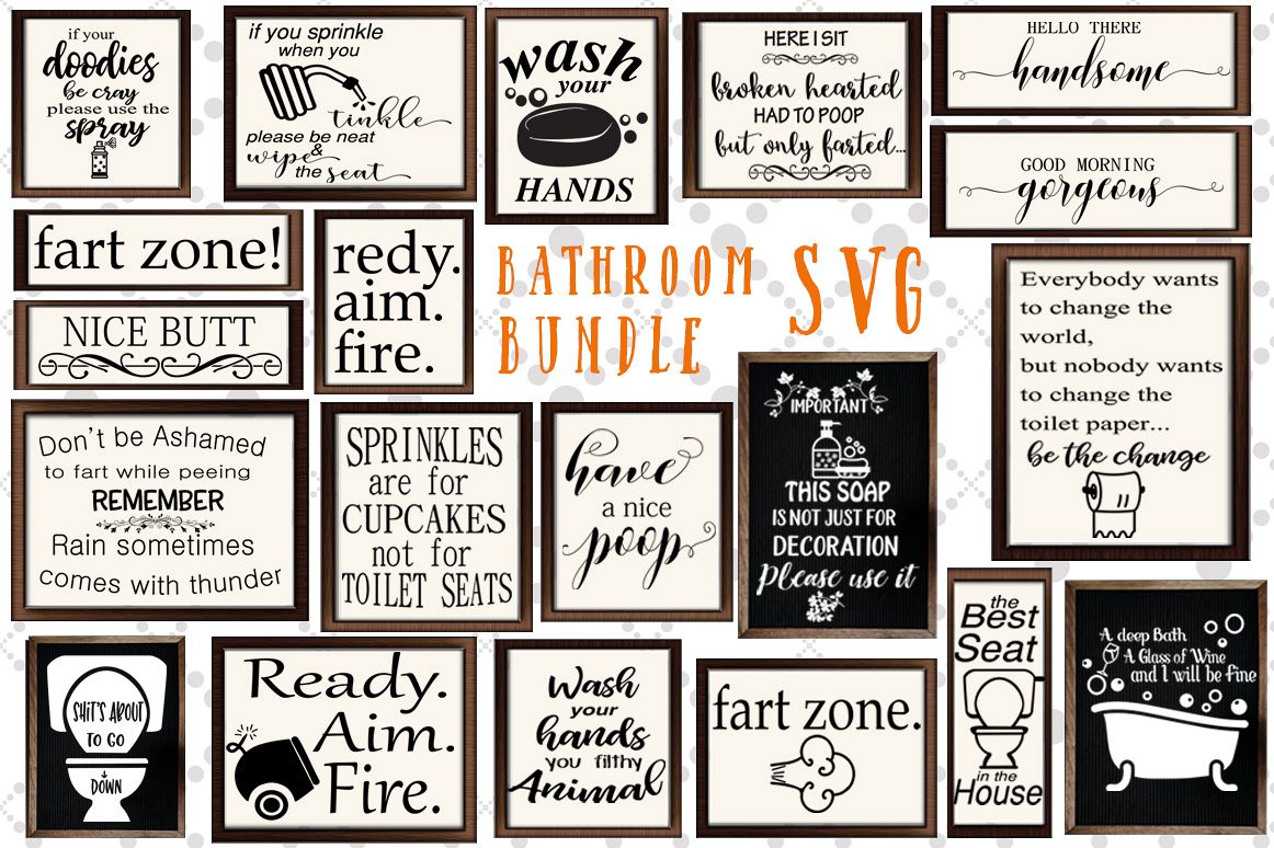 Bathroom Sign Svg Bundle, FUNNY BATHROOM SVG,Svg Designs example image 1