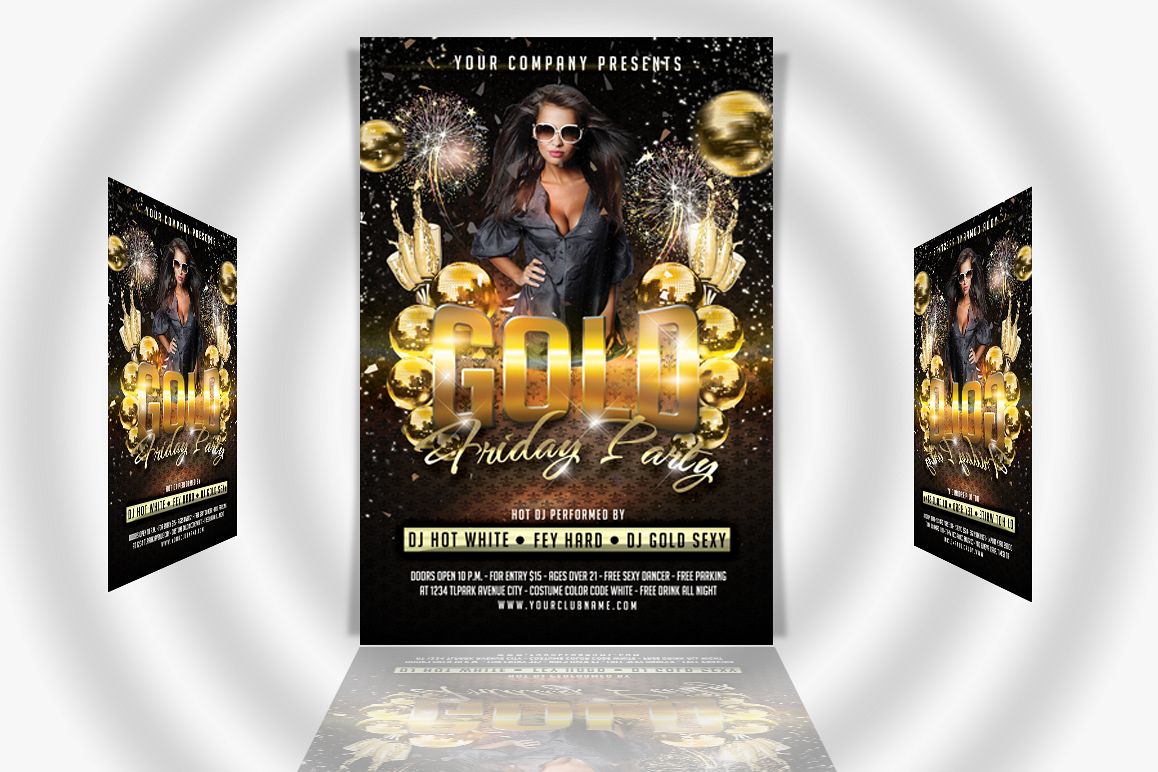Gold Friday Party Flyer example image 1