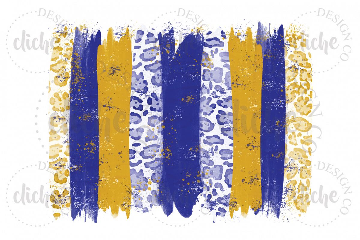 Blue Yellow Paint Stroke Sublimation Design Background example image 1