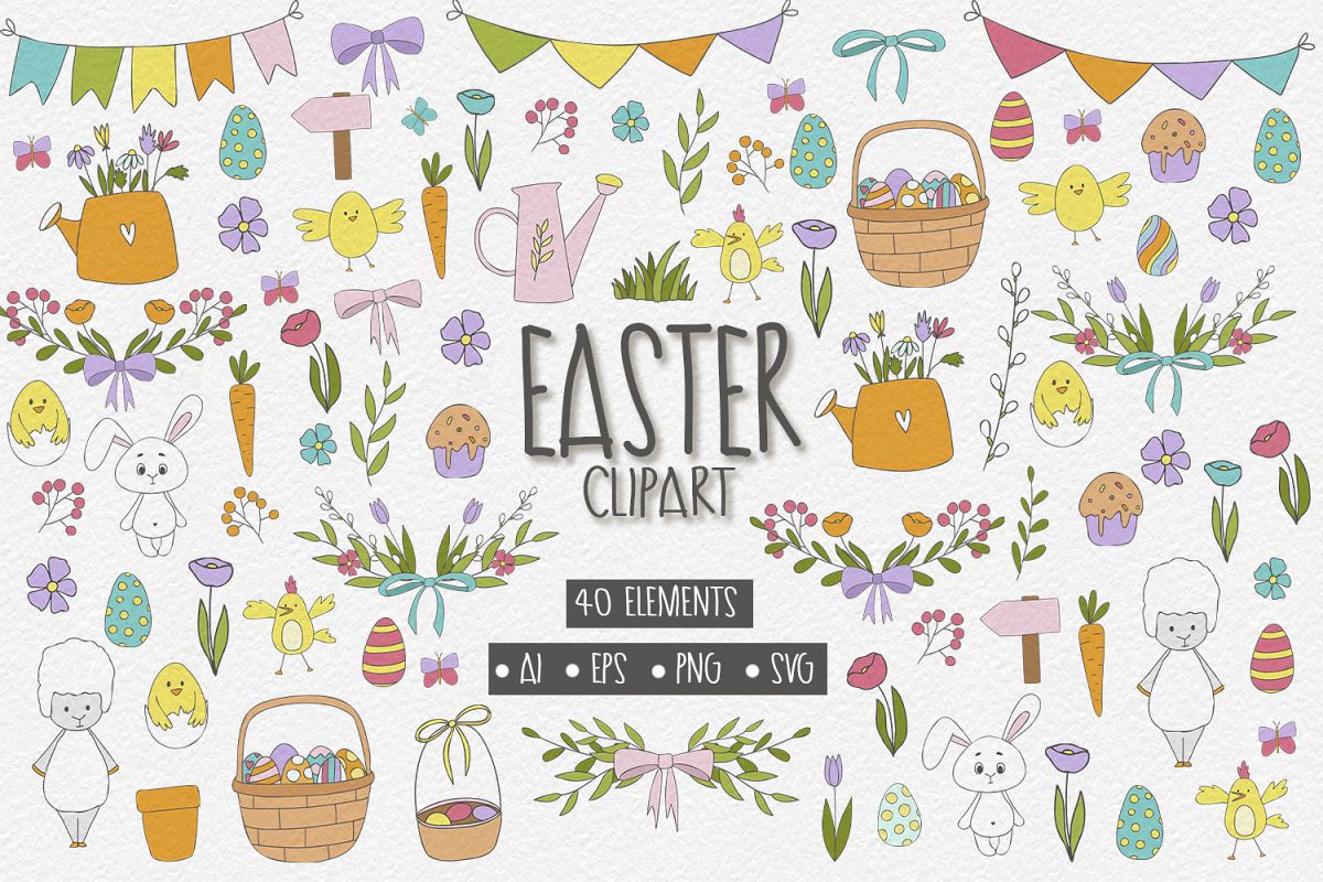 40 Easter Clipart Elements example image 1