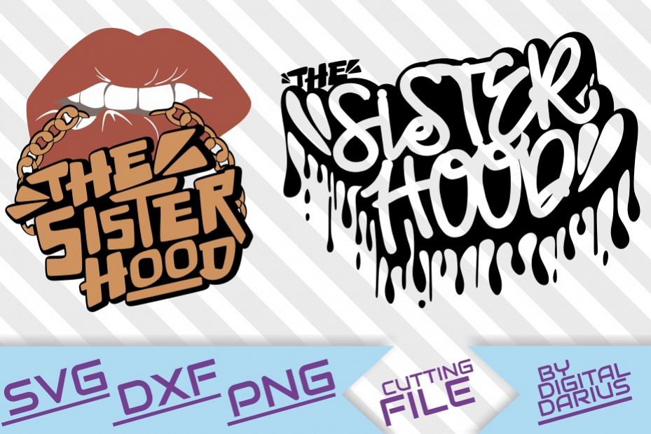 2x The Sister Hood svg, Afro woman ,Gold chain, biting lips example image 1