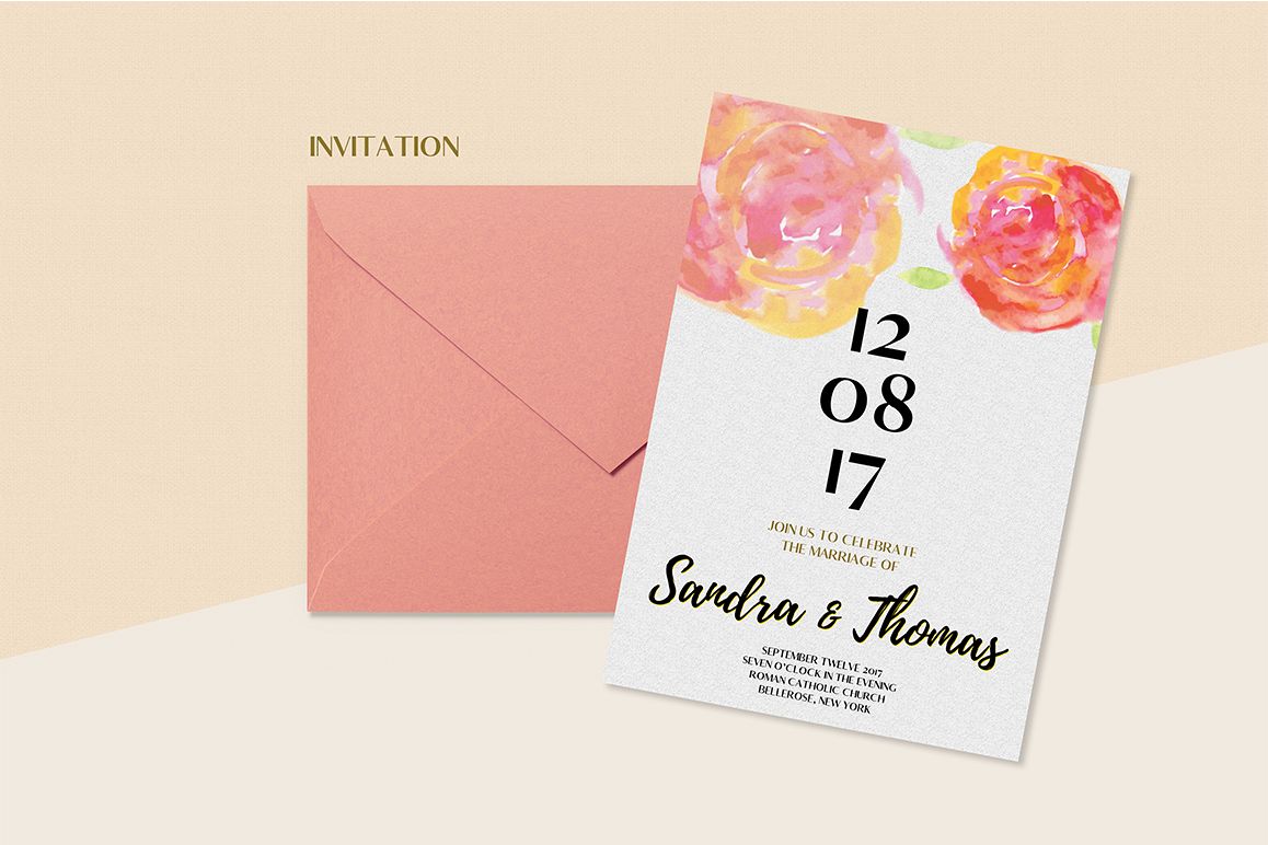 Floral Wedding Invitation Set example image 1