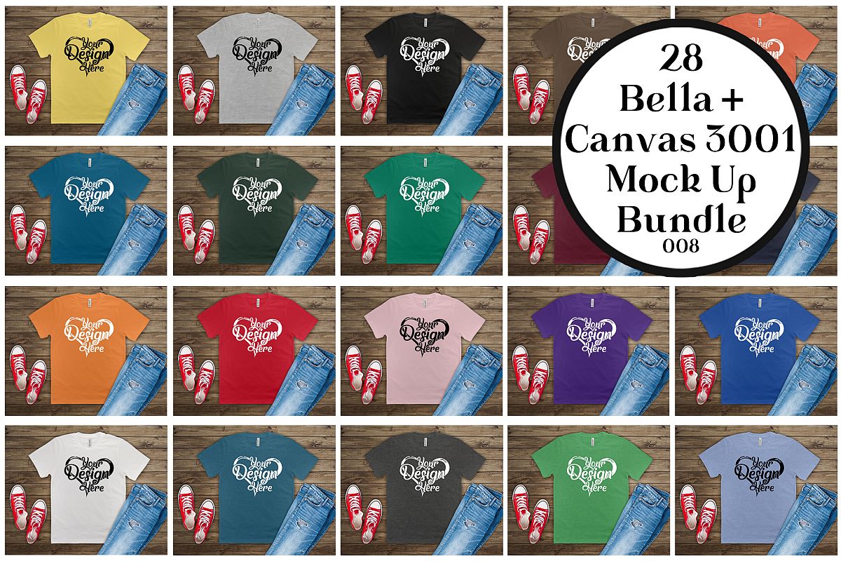 Bella Canvas 3001 Mockup Bundle Flat Lay T-Shirt Mock Ups example image 1