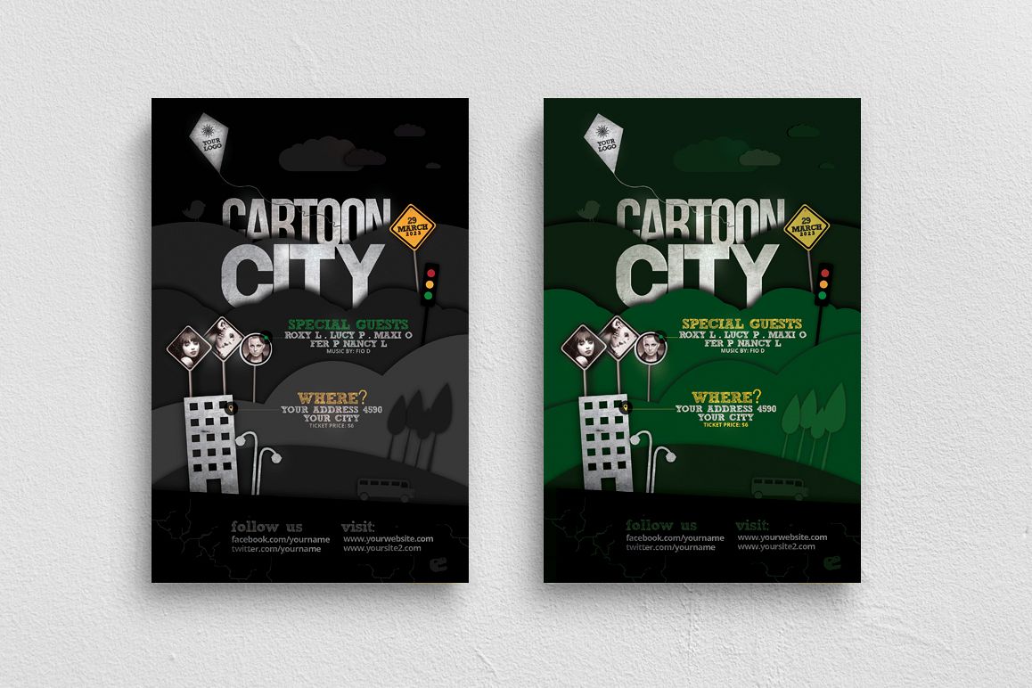 Cartoon City Flyer Template example image 1
