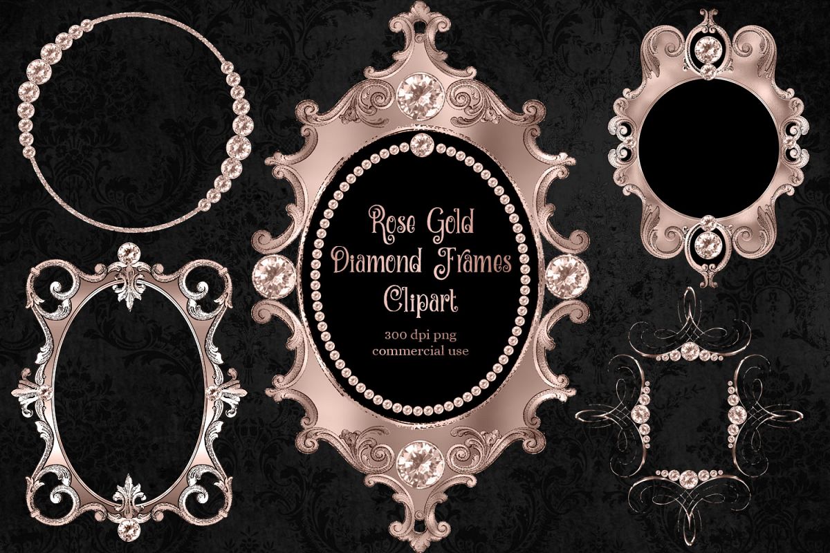 Rose Gold Diamond Frames Clipart example image 1