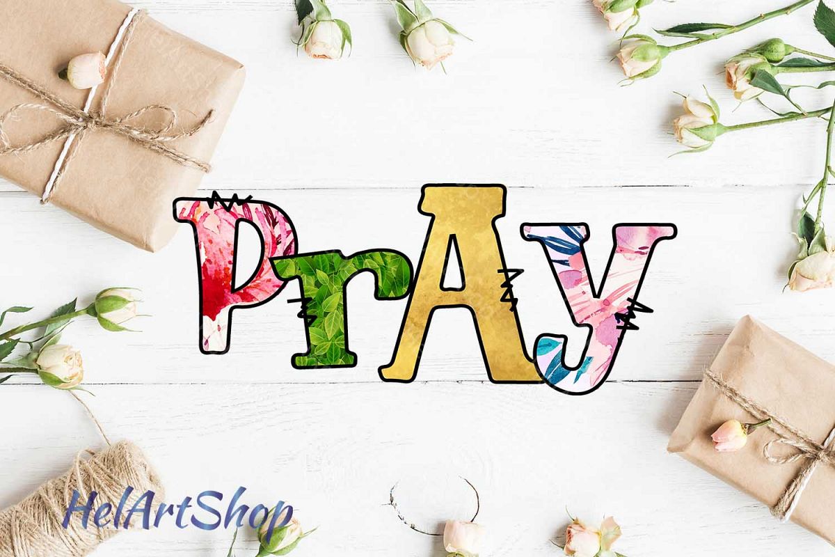 Pray Sublimation Design , Hand Drawn, png sublimation example image 1
