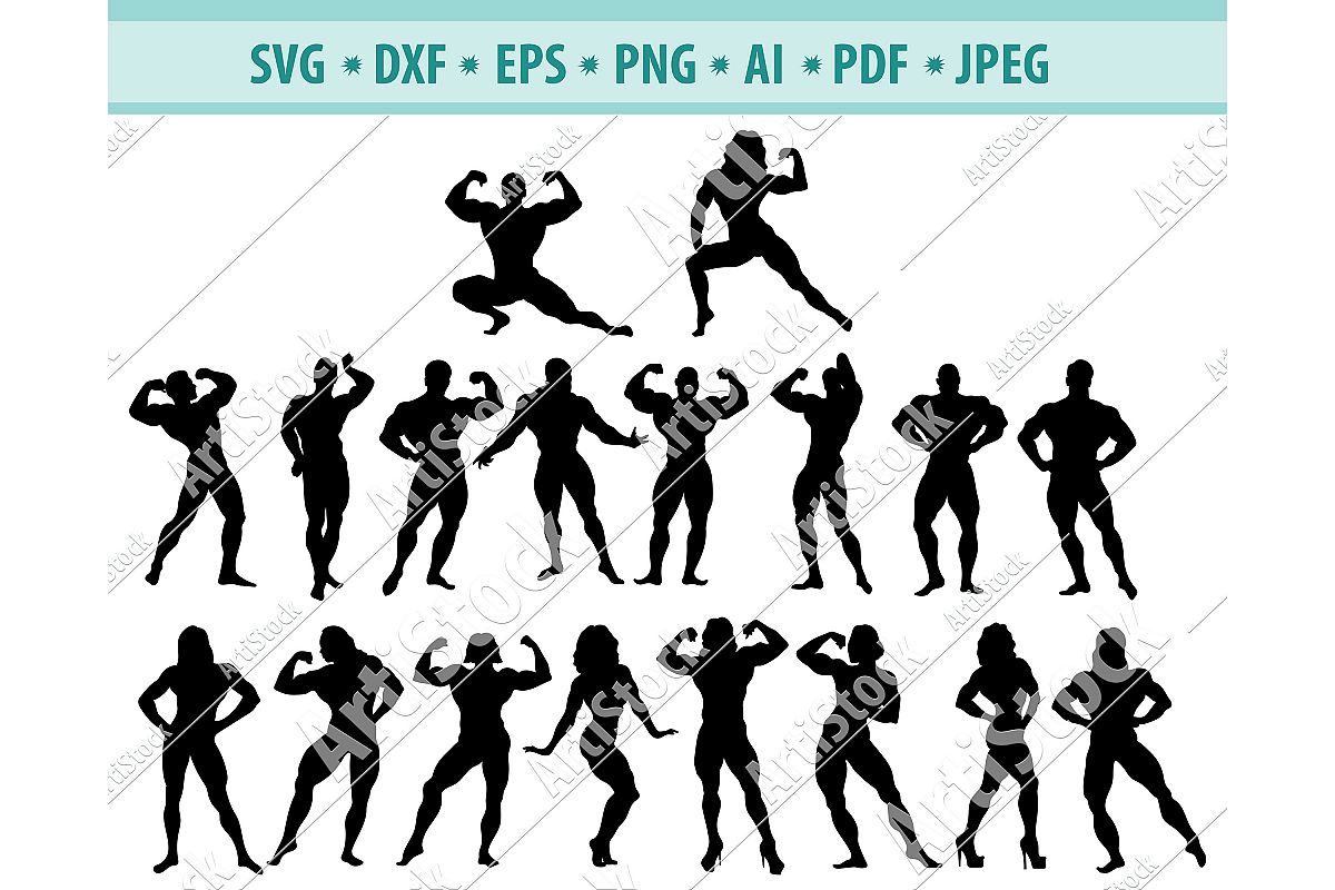 Bodybuilder svg, Muscular man svg,Fitness Svg, Dxf, Png, Eps (412866 ...