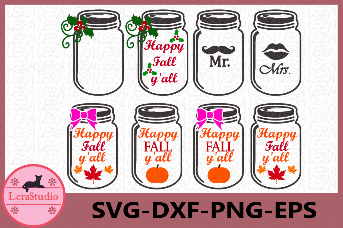 Happy Fall Y'all SVG, Mason Jar svg, Thanksgiving svg example image 1