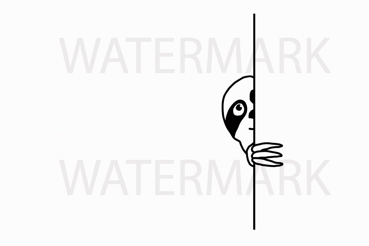 Sloth Hiding peeping at you - SVG/JPG/PNG Hand Drawing example image 1
