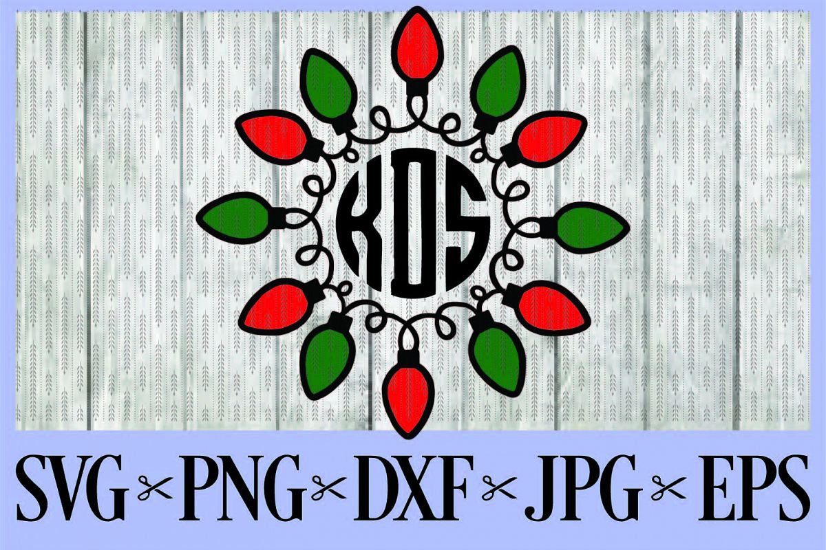 Download Christmas lights monogram frame SVG PNG EPS DXF JPG Merry Christmas Monogram Frames