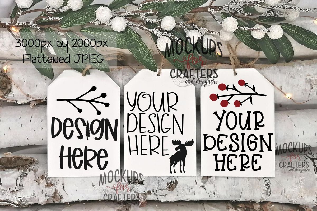 Ornament, Gift Tag, White, MOCK-UP example image 1