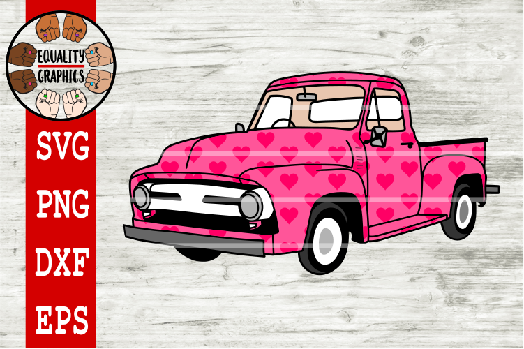 Download Vintage Valentines Day Truck with Hearts SVG | DXF | PNG ...
