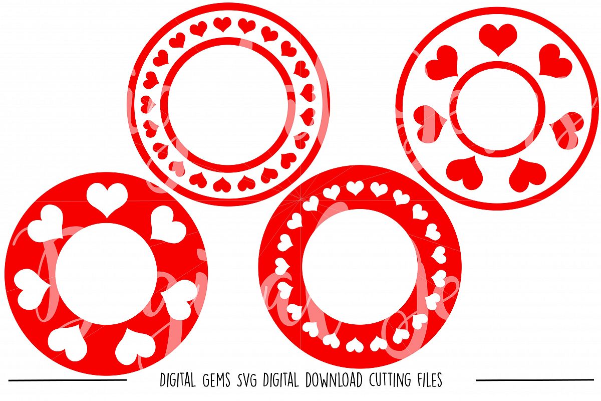 Heart Circle Frames Svg Dxf Eps Png Files 23450 Svgs Design