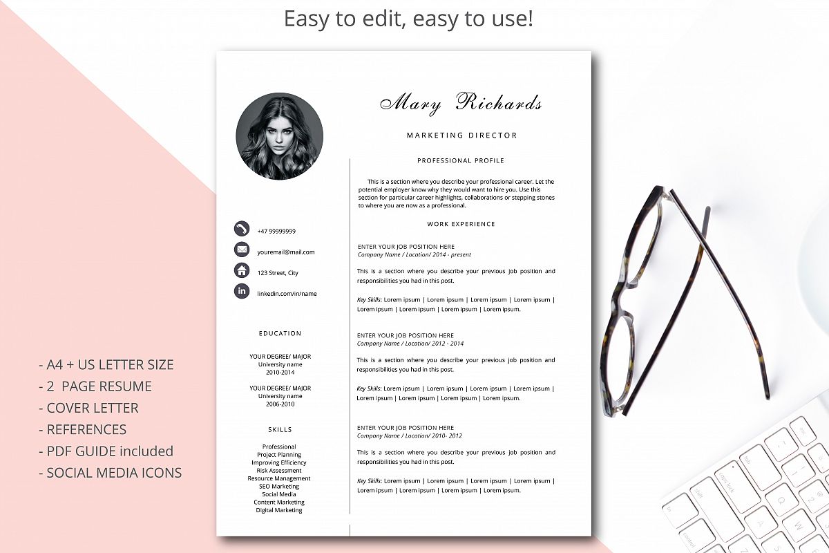 Resume template, CV template simple style