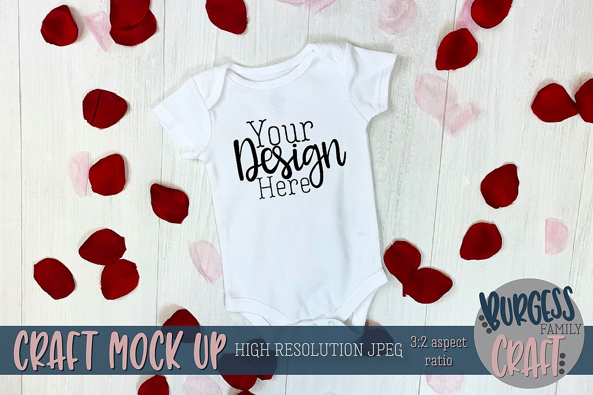 Valentine white baby bodysuit II Craft mock up example image 1
